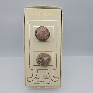 Cabinet Drawer Knobs‎ Pink Stone In Gold Cynthia Rowley 2 Pulls